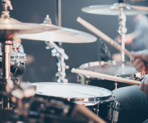 Tilt Shift Photo of Acoustic Drum Set